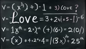 Mathematics of love on a chalkboard